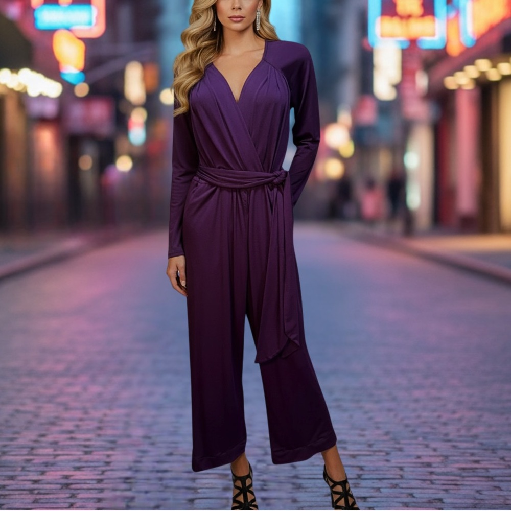 Hale Bob NWT Sz Med Women's Jumpsuit Deep Purple Versatile Style $199 Original